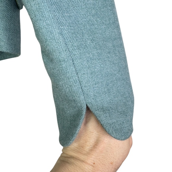 Akris Punto Sumptuous Aqua Jacket 100% Wool Light Blue Hook & Eye Flaws US 12 - Picture 8 of 16